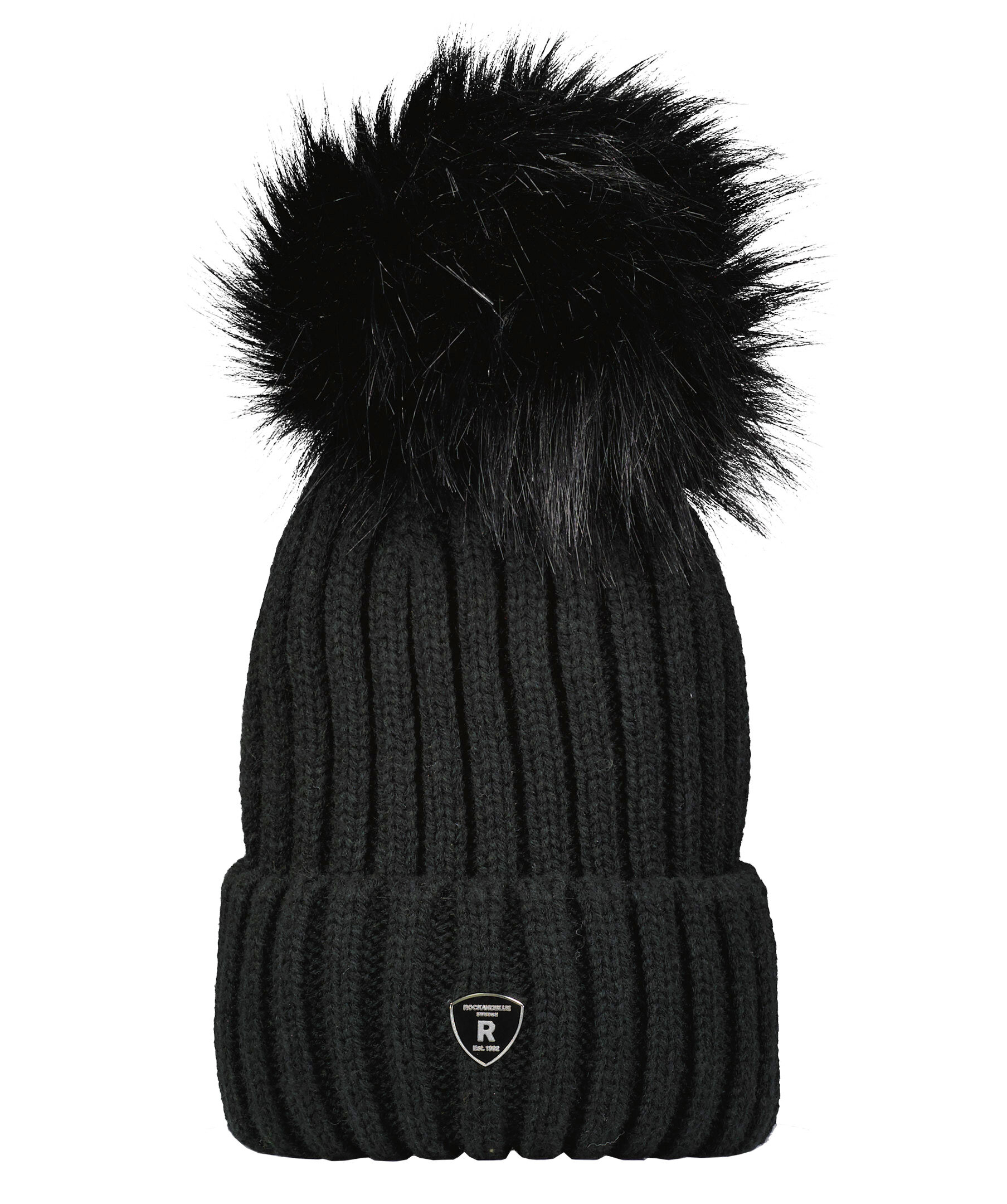 Black winter hat with deals pom pom