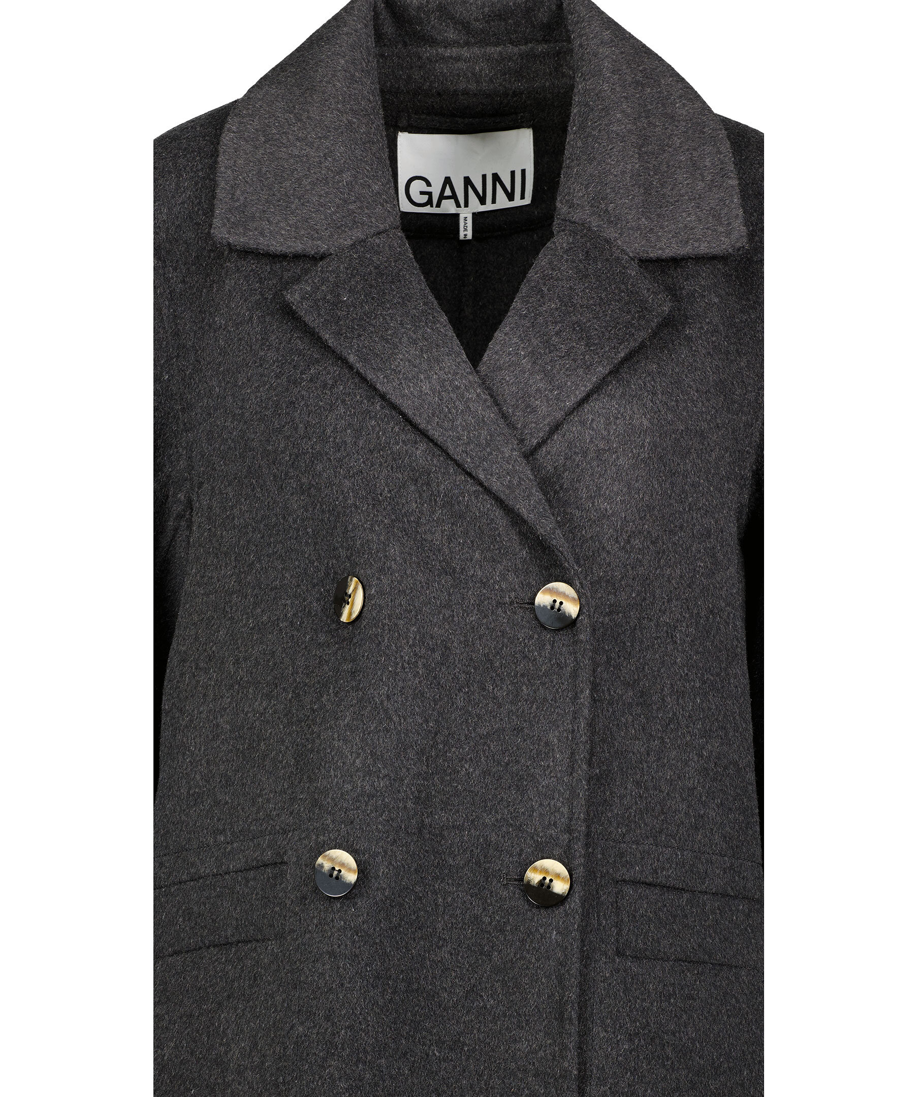 ganni double breasted wool coat