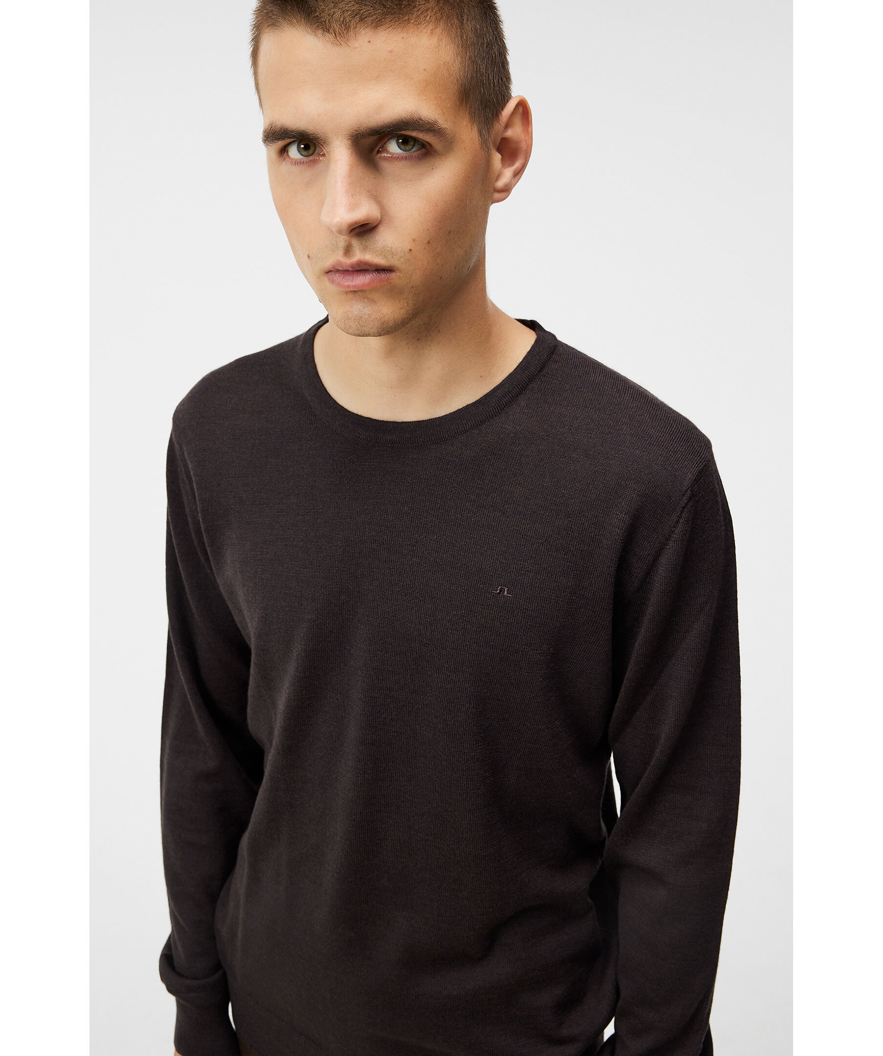 J LINDEBERG LYLE MERINO CREW NECK SWEAT - OYSTER GREY